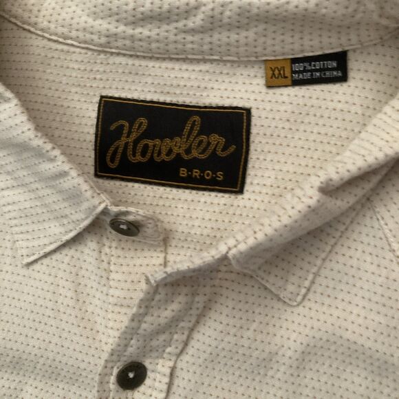 Howler Bros Western Shirt Mens XXL Long Sleeve Button Down Ivory Beige Textured - Picture 4 of 14